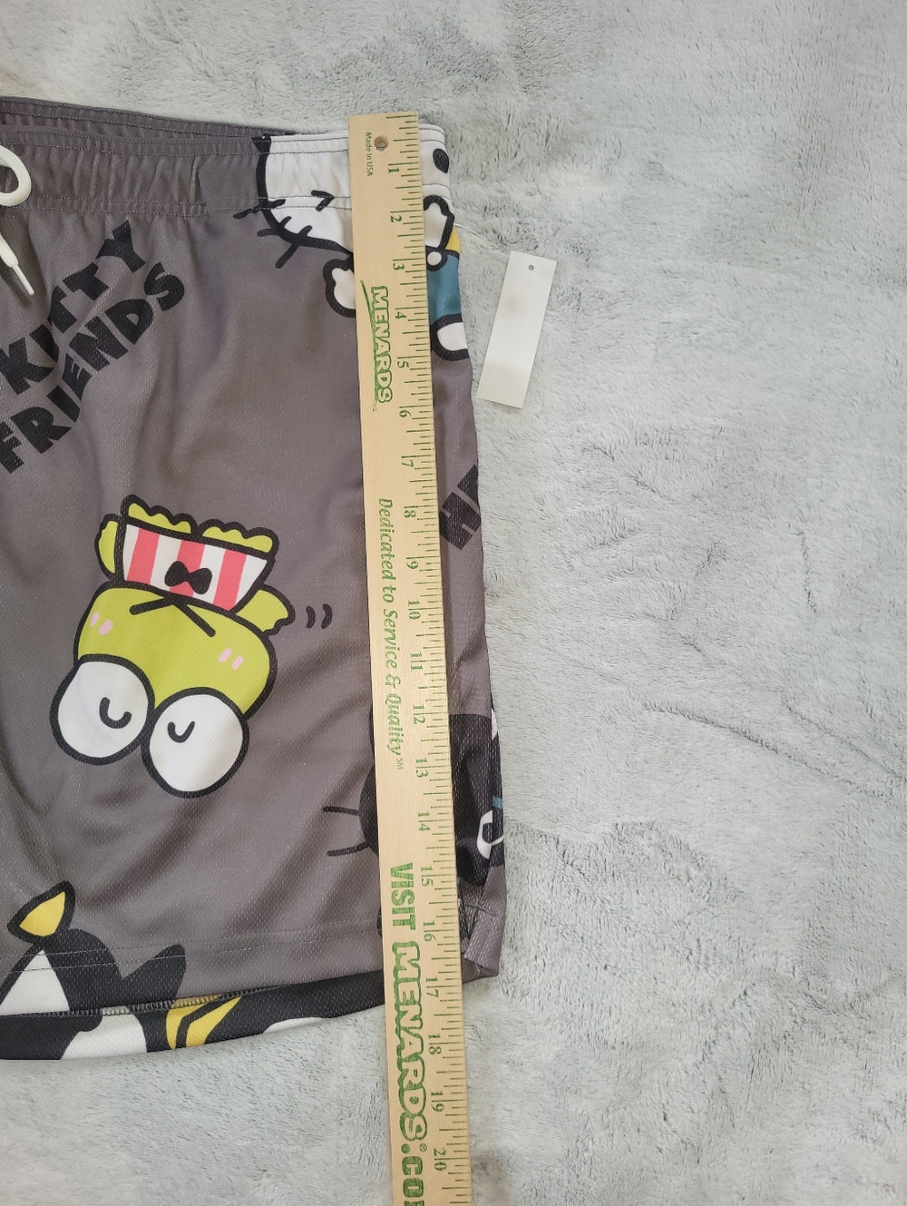 Hello Kitty & Friends Sanrio Mens XL (40-42) Drawstring Pull On Gray Shorts - Picture 3 of 13